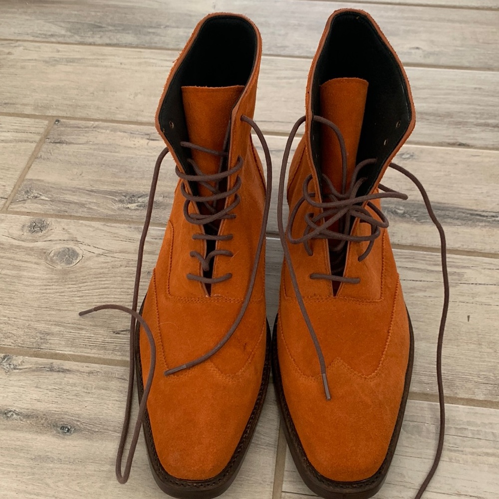 Orange suede custom boots